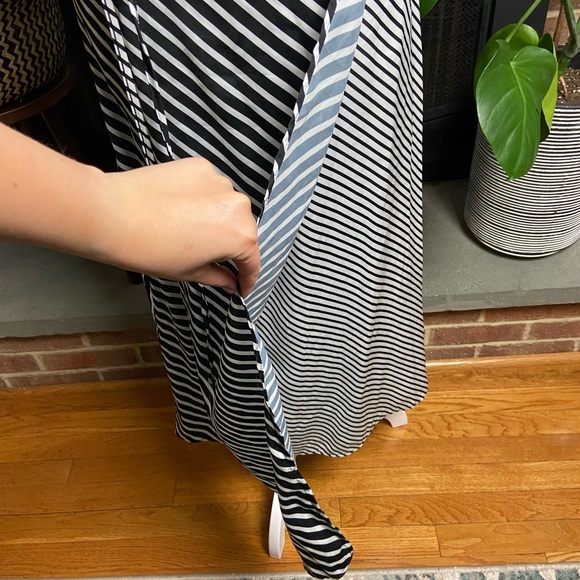 Striped Off-The-Shoulder Midi Wrap Dress, Size M - Picture 9 of 14